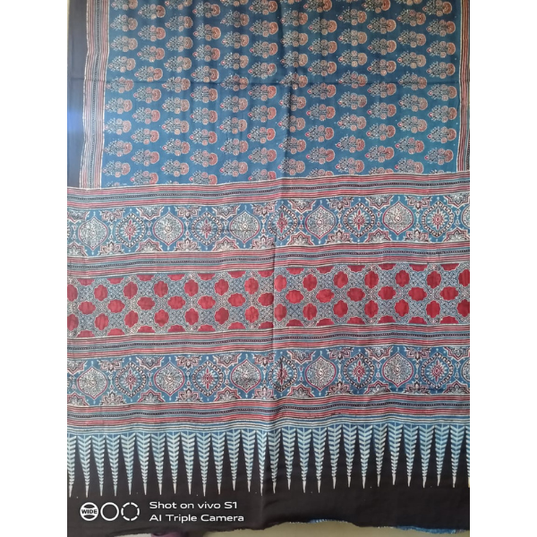 Ajrakh Block print Saree 